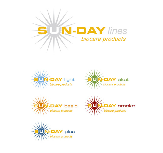 Logo- und Produktserie für das Unternehmen Sunday Lines