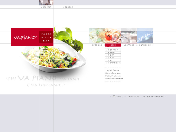 Gestaltung der Website + gesamten Corporate für das Franchise-Unternehmen VAPIANO