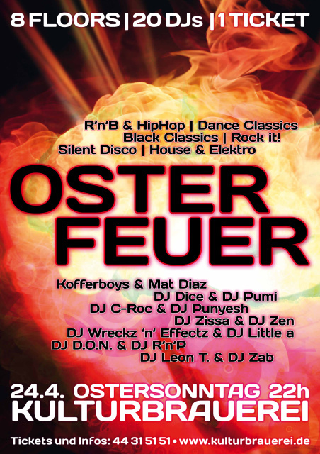 Kulturbrauerei/Soda Club – Plakat Osterfeuer 2011