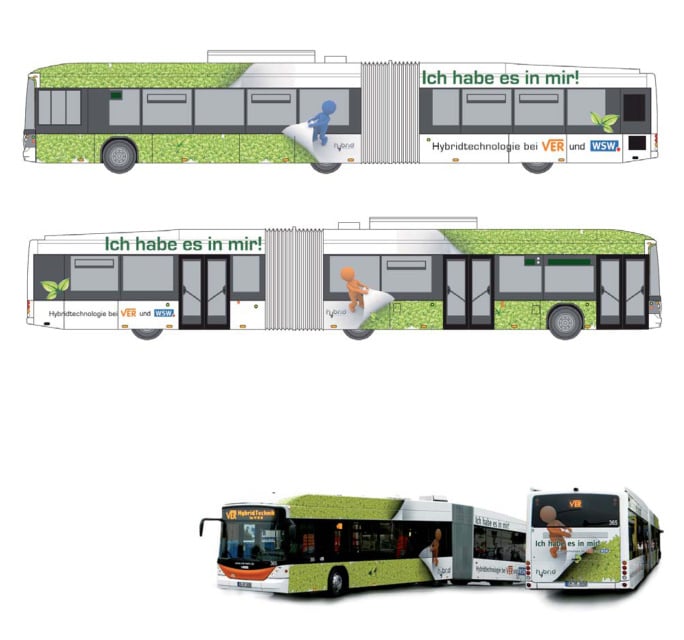 Ganzbusgestaltung Hybridbus der VER & WSW