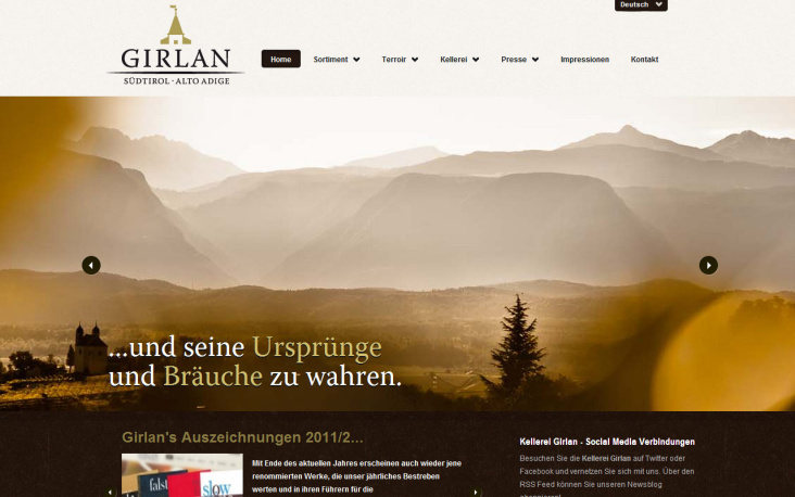 Kellerei Girlan – Webdesign und Programmierung der Website in Joomla