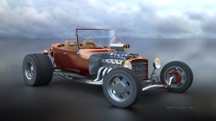 Hot Rod mit iRay gerendert