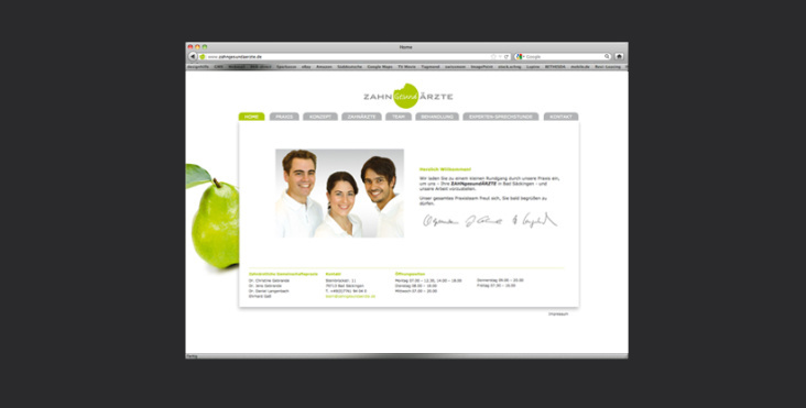 Web Design für die zahnärztliche Gemeinschaftspraxis www.zahngesundaerzte.de
