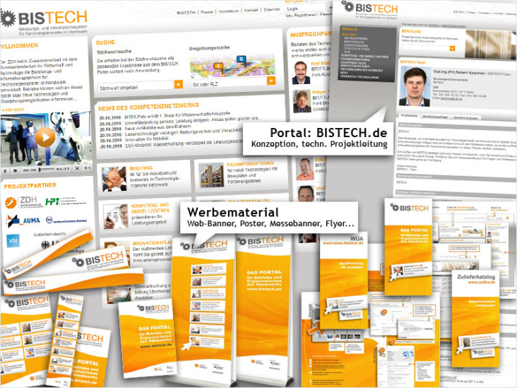 Konzeption, technische Leitung und Teile der Gestaltung bis 2012 für das Netzwerkportal BISTECH.de des ZDH.