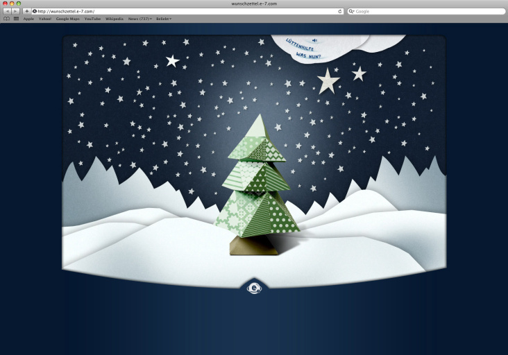 Design der Weihnachtswebseite von Elephant Seven.