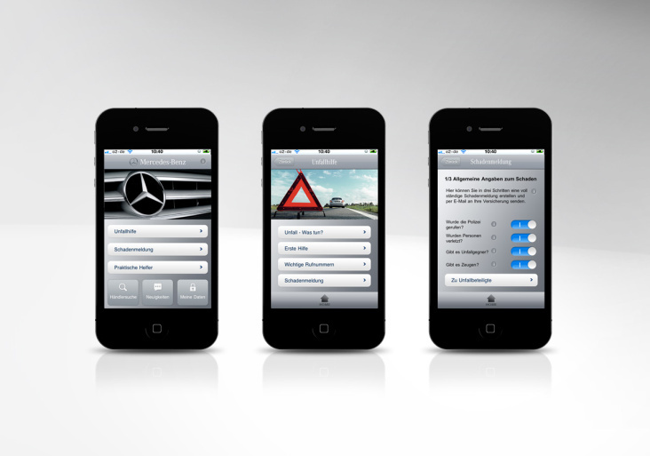 Design der Mercedes-Benz Service iPhone App.