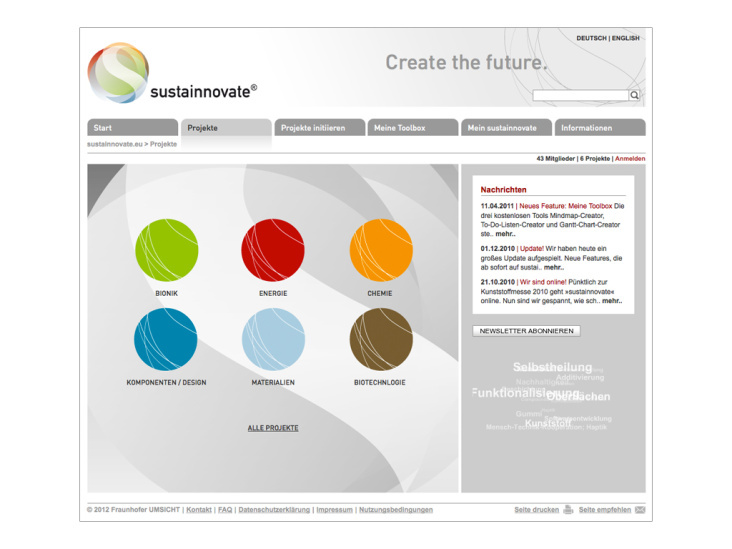 sustainnovate.eu | Konzept, Screendesign | Fraunhofer Insitiut UMSICHT