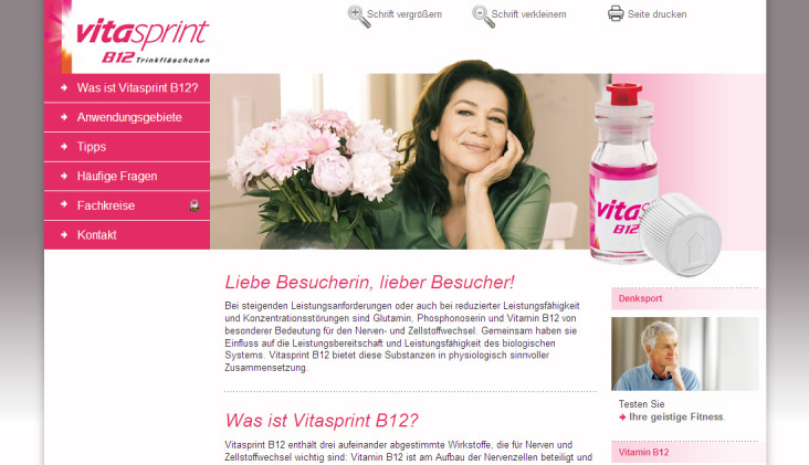 Website Vitasprint – www.vitasprint.de