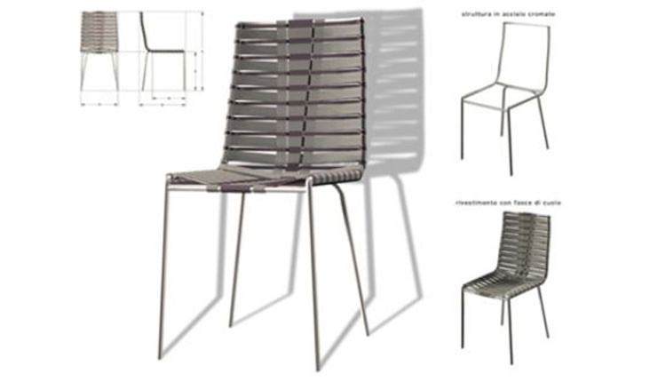 Spina2 – Stuhl aus Stahl und Leder