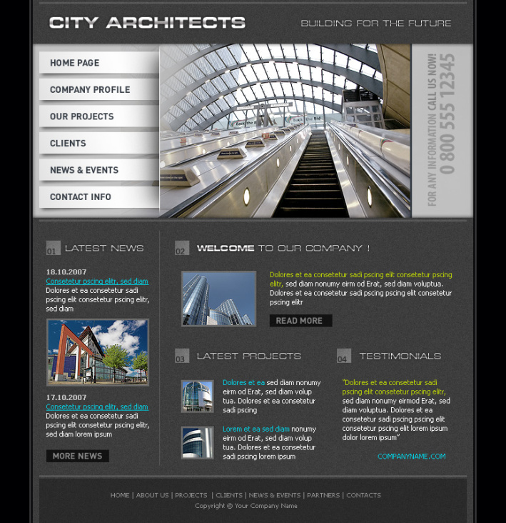 Template Architekt „modern“ zur Einbindung in das allCliXXPro Multishop CMS