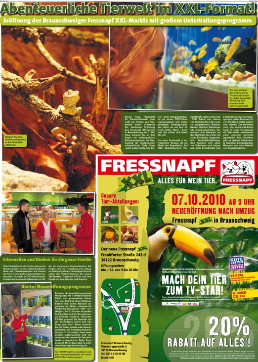 BILD Hannover 7.10.2010 Fressnapf XXL Eröffnung 1/1 Seite