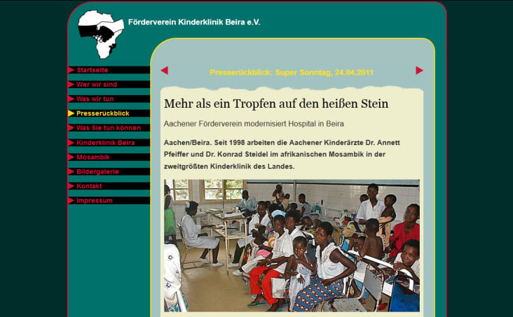 Site für einen gemeinnützigen Verein