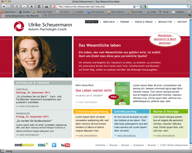 internetauftritt ulrike scheuermann – startseite/Home