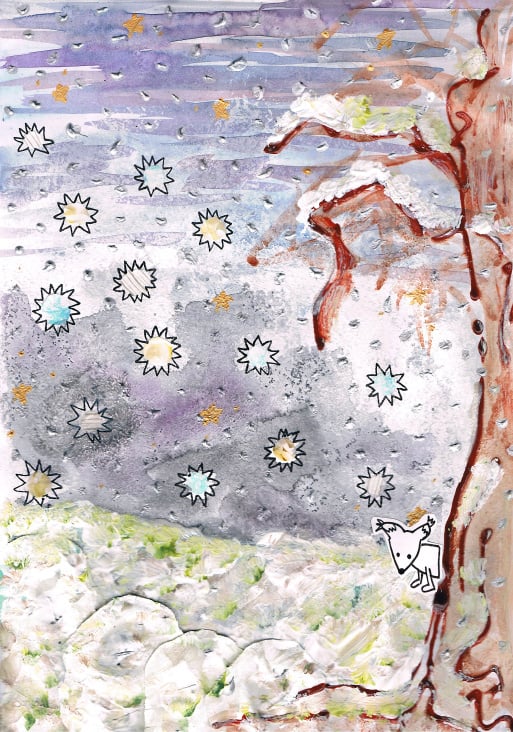 Illustration zu dem Gedicht ’Die Schneeflocke’