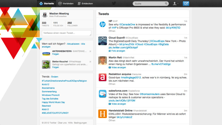 Das Medien Meeting Mannheim in den verschiedenen Social Media Kanälen (hier Twitter)