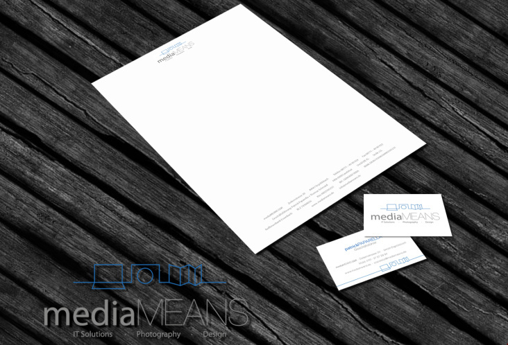 Media Means. Logo, Letterhead + Businesscards