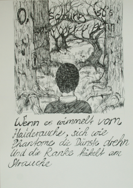 Illustration zum Gedicht „Knabe im Moor“ von Annette von Droste-Hülshoff