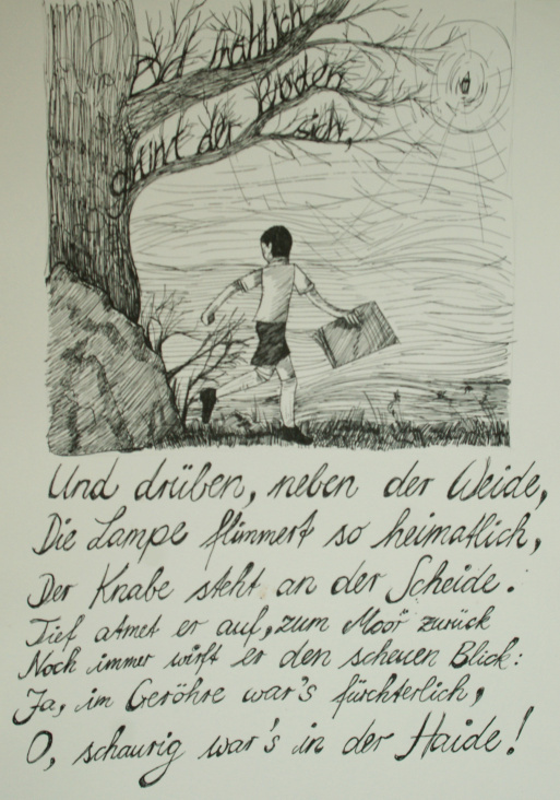 Illustration zum Gedicht „Knabe im Moor“ von Annette von Droste-Hülshoff