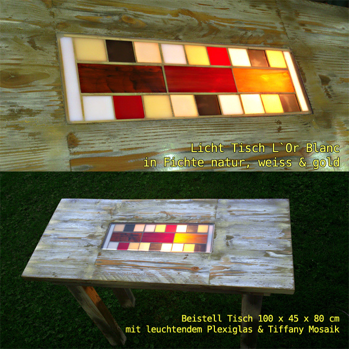 Licht Tische: Leuchtendes Plexiglas Mosaik in Tischen