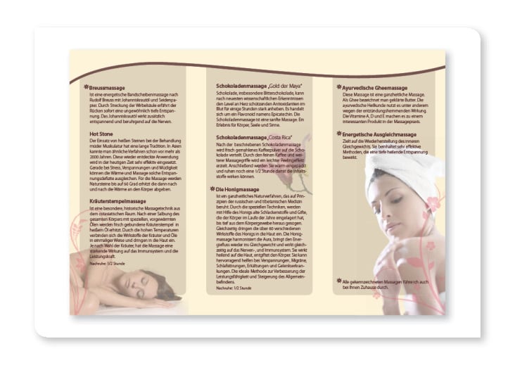 Trauminsel Massagestudio // Wickelfalzflyer Innen