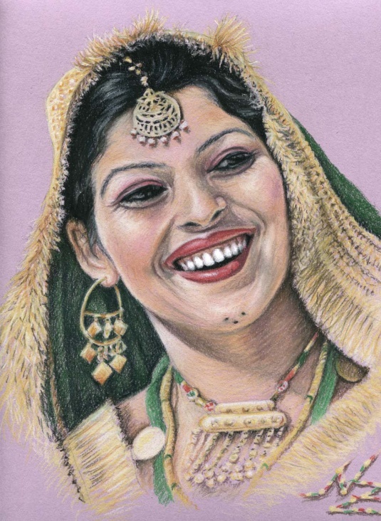 Indische Braut, Pastell