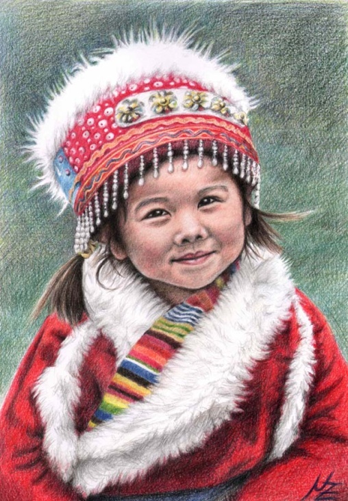 Tibetan Girl, Buntstift