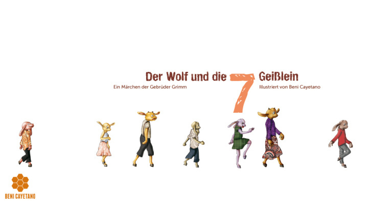 „buchillustration „der wolf und die 7 geißlein"" von beni