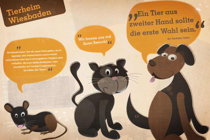 Illustrationen für das Tierheim Wiesbaden