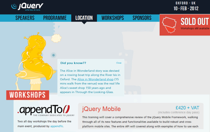 UK jQuery Conference: Website Screenshot