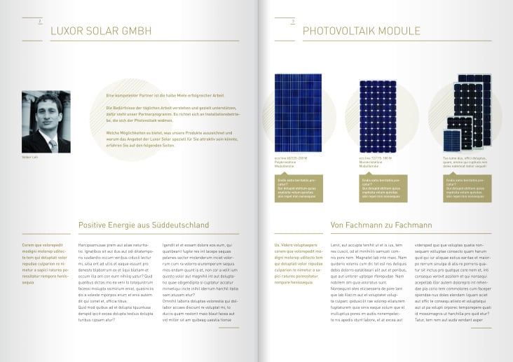 Konzept: Unternehmens Broschüre für Solarteure – Unterseite 1