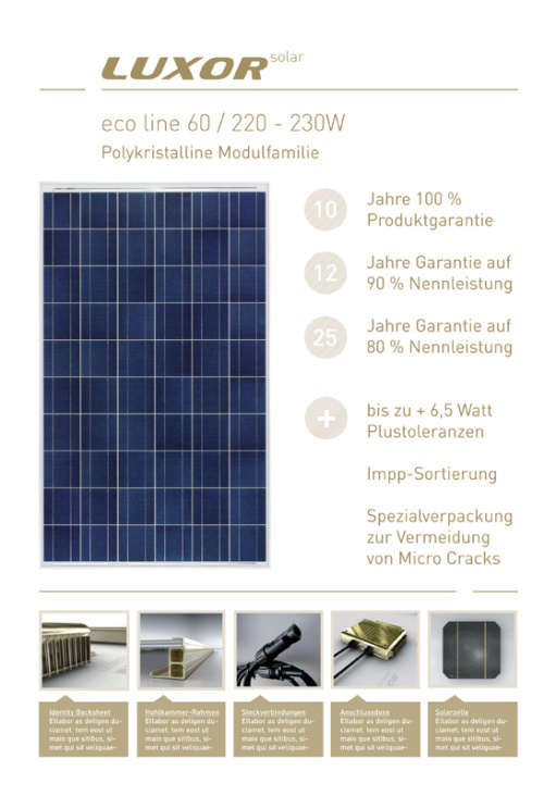 Konzept: Unternehmens Broschüre für Solarteure – Datenblatt Vorderseite