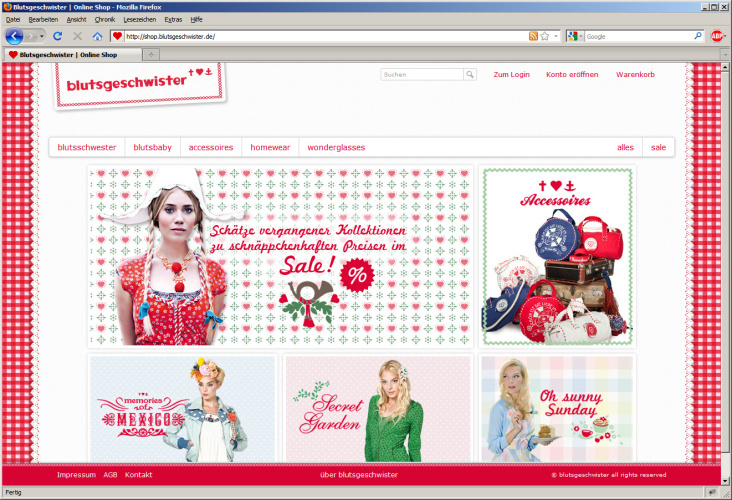 Konzeption & Design: blutsgeschwister onlineshop (bei Maria GmbH)