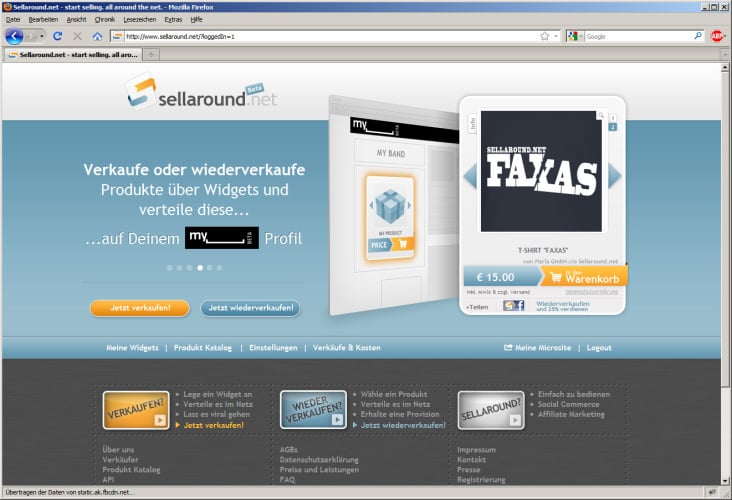 Konzeption & Design: sellaround.net Plattform & Webwidget (bei Maria GmbH)