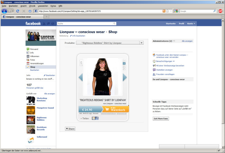 Konzeption & Design: sellaround.net Facebook App (bei Maria GmbH)