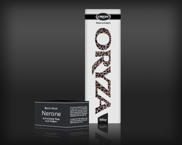 Verpackungskonzept und Gestaltung für Oryza premium Produkt