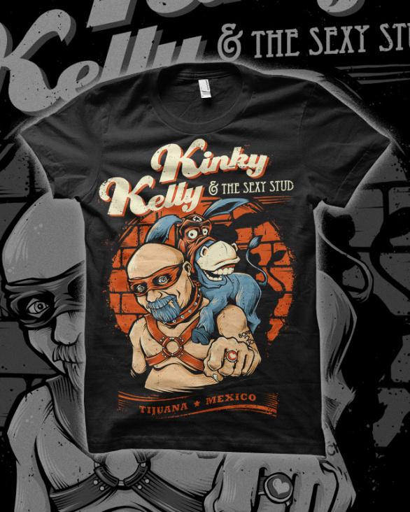 Kinky Kelly And The Sexy Stud :: Apparel Design (Mockup)