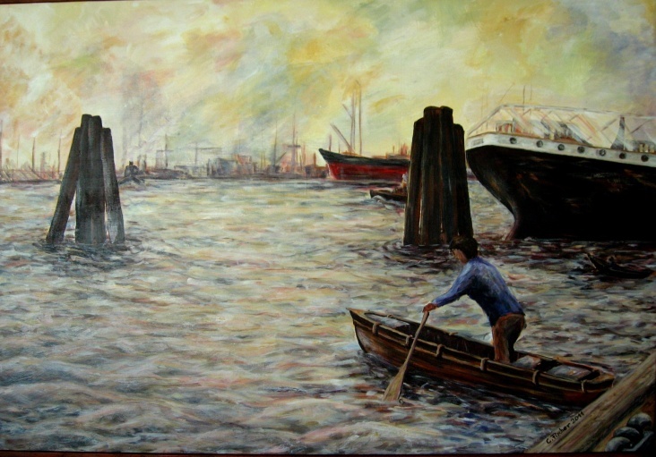 Hamburger Hafen nach A. Zorn in groß  2011 Öl