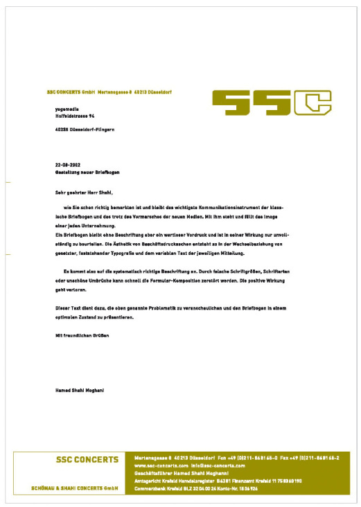 SSC Concerts GmbH / Geschäftsausstattung