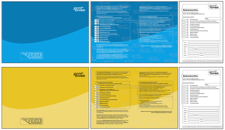 Logoentwicklung, Folder und Antwortkarte, Kunde: Print to Web