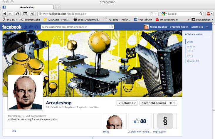 Facebook-Auftritt www.ArcadeShop.de, inkl. Avatar