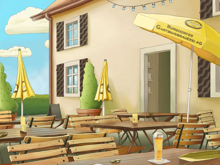 Biergarten Illustration für die Werbeagentur Himmelblau AG