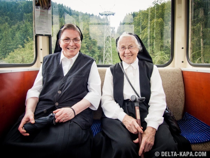 Nuns on the cable car, Schauinslandbahn Freiburg im Breisgau