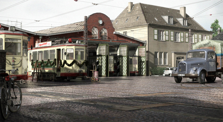 Auftrag zur historischen Rekonstruction eines örtlichen ehemaligen Straßenbahndepots, Full-CGI