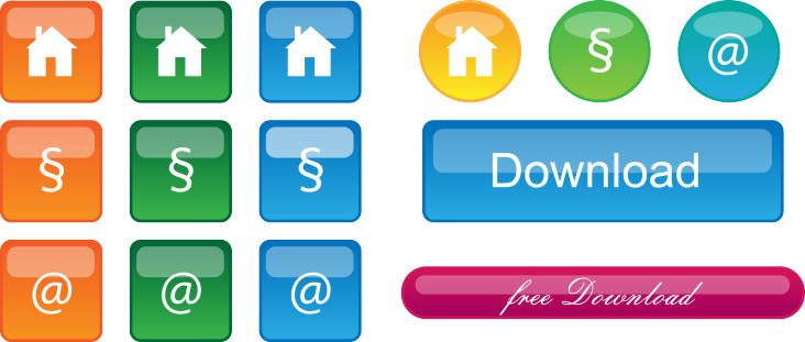Webbuttons in verschiedenen Farben und Formen