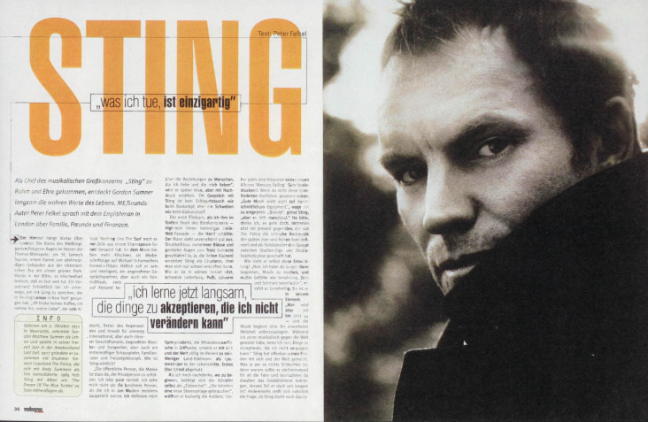 „Sting“ für Musikexpress/Sounds