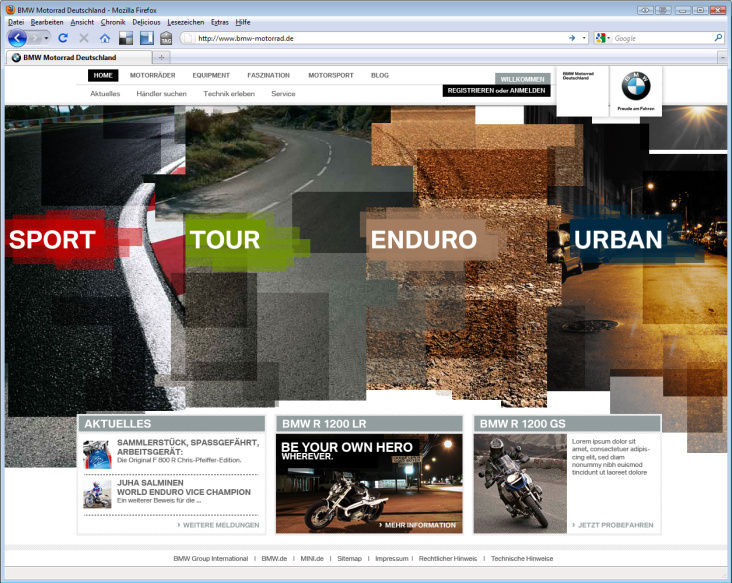 BMW – Konzept für die offizielle Website von BMW Motorrad