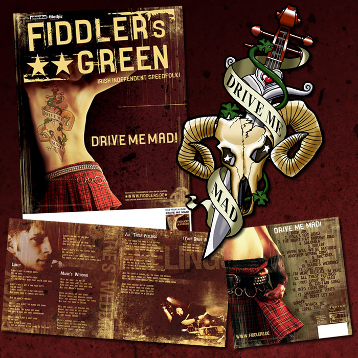 Fiddler’s Green – Drive Me Mad, Tattoo Illustration, Poster, Backcover & Booklet