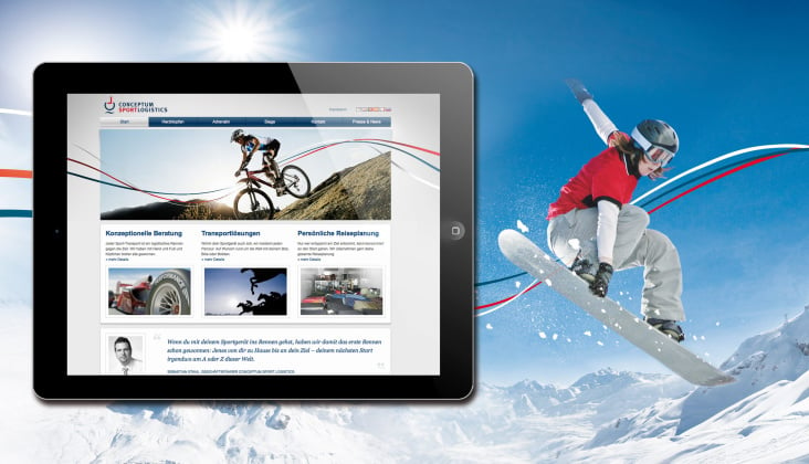 Corporate Website Conceptum Sport Logistics, Weltweit am Start