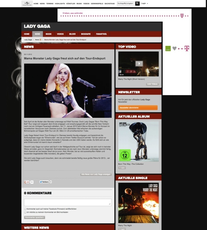 Lada Gaga News auf www.Universal-Music.de