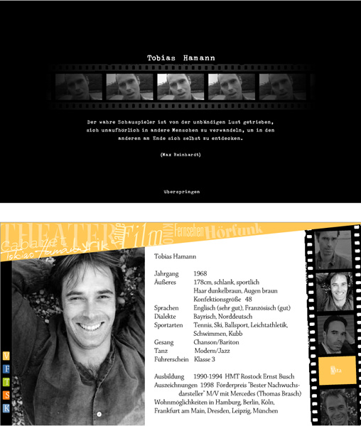 Internetauftritt für Schauspieler Tobias Hamann (2007)
